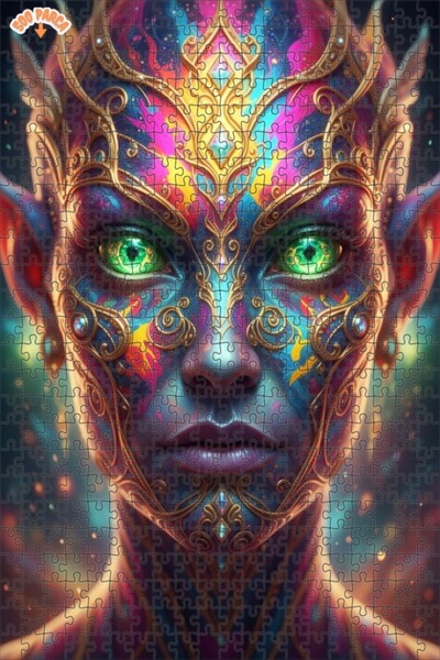 Esranın Dünyası Fantastic Face Patterned Oil Painting Look Wood Puzzle 500 Pi...