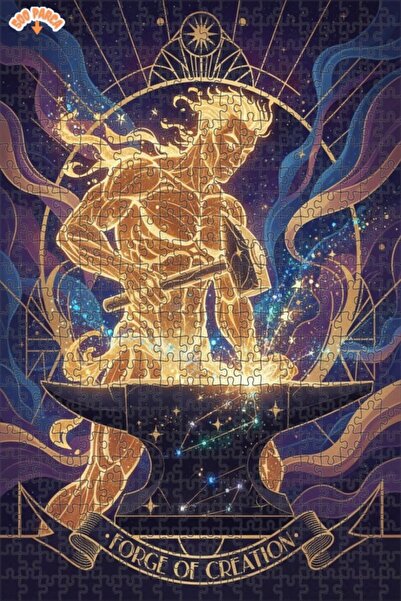 Esranın Dünyası Creation Blacksmith Golden Man Double-Layer Framed Wooden Puz...