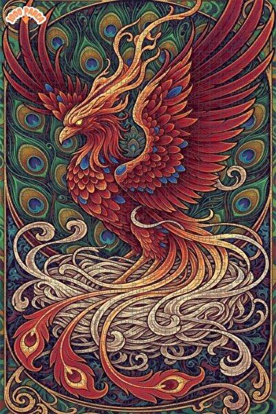 Esranın Dünyası Phoenix Oil Painting Double-Layer Framed Wooden Puzzle 1000 P...