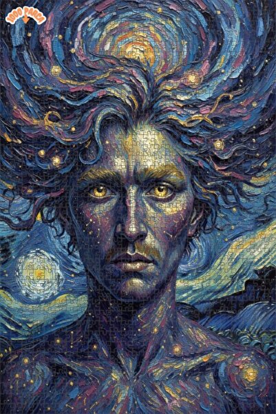Esranın Dünyası Celestial Man Oil Painting Lookalike Double-Layer Framed Wood...