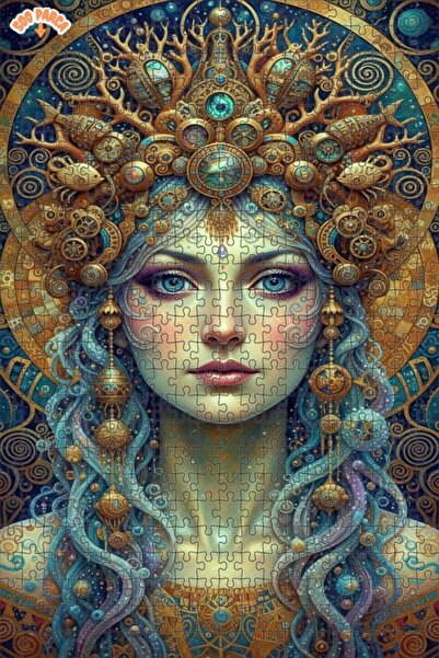 Esranın Dünyası Sea Queen Oil Painting Look Modern Art Double-Layer Framed Wo...