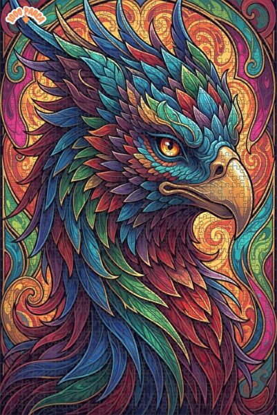 Esranın Dünyası The Eagle Illustration in the Image Is Made with Wooden Puzzl...