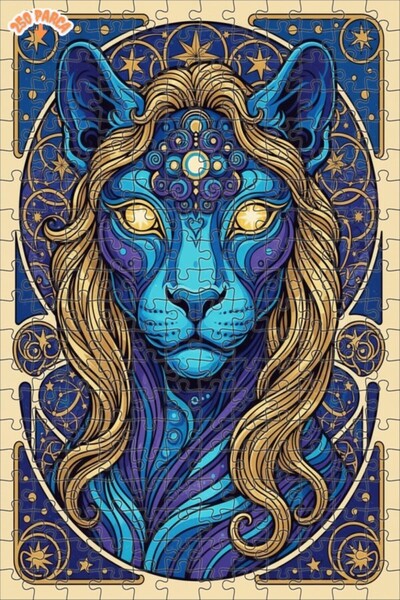 Esranın Dünyası Mysterious Lion Art Double-Layer Framed Wooden Puzzle 250 Pie...