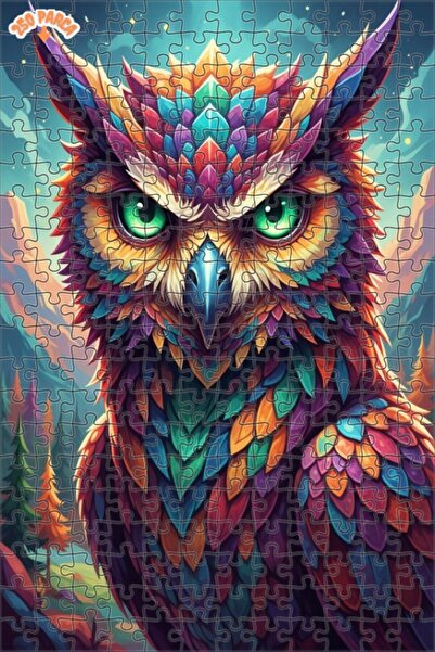 Esranın Dünyası Colorful Feathered Owl Art Double-Layer Framed Wooden Puzzle ...