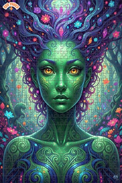 Esranın Dünyası Magical Forest Fairy Oil Painting Look Double Layer Framed Wo...