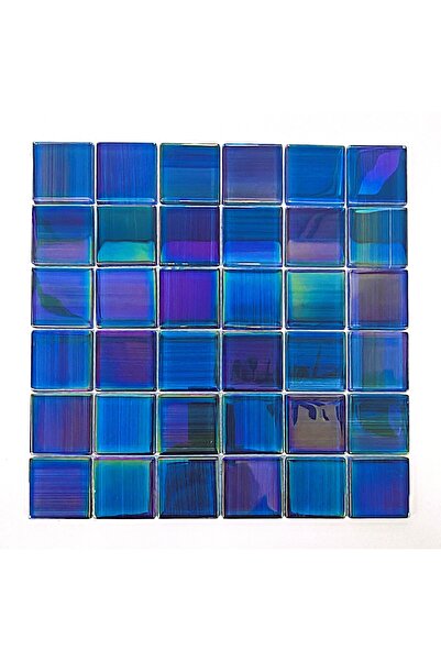 MozaiKristaL Havuz ve Tüm yüzeyler için 48x48mm Aurora Blue, 30x30cm. Fileli ...