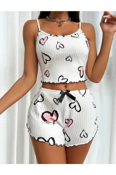 Viselya Kalp Sa deznom Pleteno Set kratkih hlača