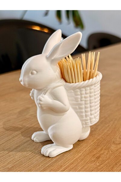 HaBu Lab Dekoratif Tavşan Kürdanlık – Tavşan Biblo Organizer – 3D Baskı Ev De...