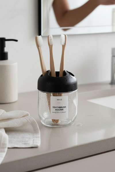 Melkan Home Γυάλινη θήκη οδοντόβουρτσας 425 ml – Διαχωριστικός οργανωτής οδον...