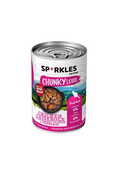 SPARKLES Wet Cat Food with Chicken, Turkey & Vegetables – Real Meat Chunks in...