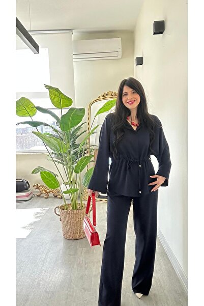 modadagiyim Set premium pentru femei, din țesătură Tencel cu detaliu cu șnur ...