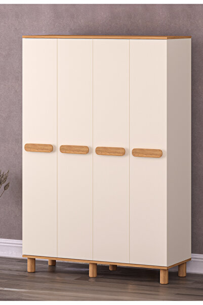 Rabi Mila 4 Kapaklı Aytaşı - Meşe Gardırop (Bohem Ayaklı)