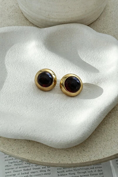 Louen lucie Button Gold Detailed Earrings