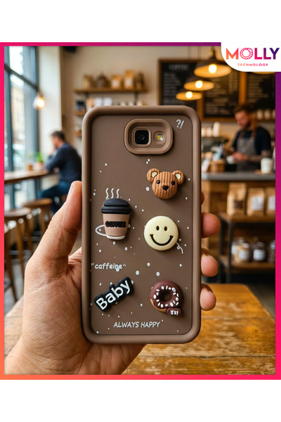 Molly Samsung Galaxy J7 Prime Fallow Brown 3D Coffee Donut Figured Silicone Case
