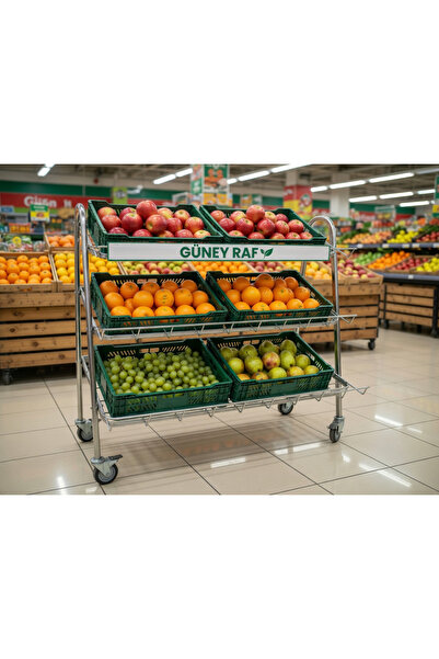 GüneyRaf Güney Raf 3 Katlı Manav Reyonu Meyve Sebze Reyon Galvaniz Kaplı Teke...