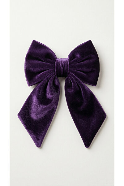 TAŞDELEN AVM Women's Purple Velvet Bow Buckle