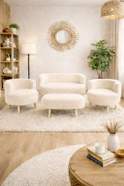 DEKOR MOBİLYACIM Helsinki Puf Koltuk Seti 4'lü Koltuk Takımı