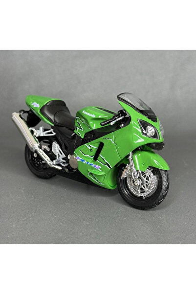 WELLY Kawasaki Ninja ZX-12R 2001 1:18 Diecast Motosiklet Modeli - Yeşil