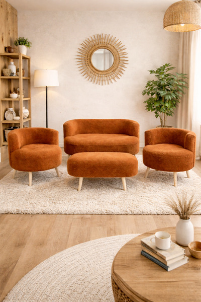 DEKOR MOBİLYACIM Helsinki Puf Koltuk Seti 4'lü Koltuk Takımı