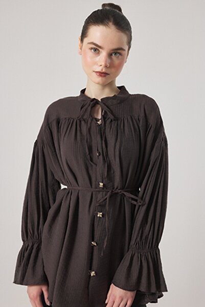 ASEDE Imported Fabric Robadan B Ruched Shirt with Elastic Waist