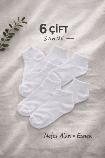 SAHNE 6-Piece Unisex Booties White Socks Economical (Cotton)