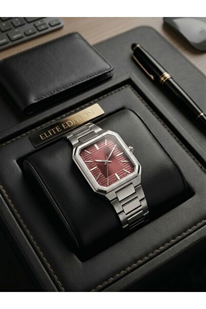 Leerybee Stylish and Charismatic Rectangular Case Metal Strap Men's Watch - w...