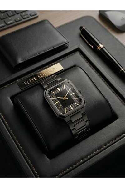 Leerybee Şık ve Karizmatik Dikdörtgen Kasa Metal Kordon Erkek Saati - Kutulu ...