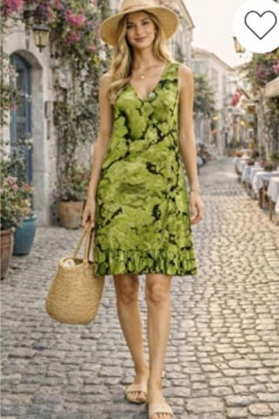 AYASOFYA OTANTIK Women's V-Neck Ethnic Authentic Patterned Skirt with Ruffles...