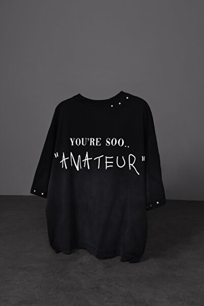 Slatra Tricou negru pentru bărbați, model Amateur Spray Boxy Fit