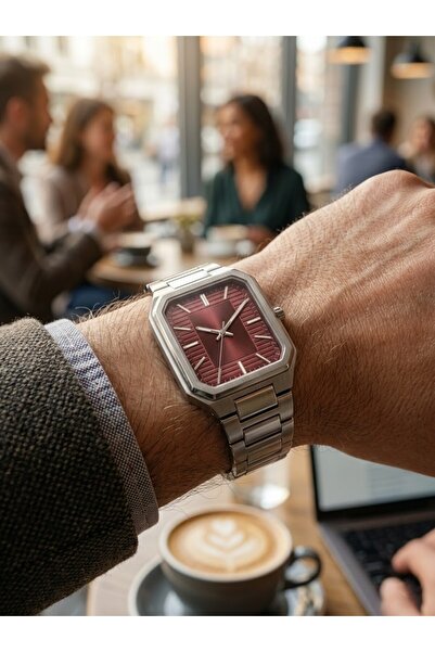 Leerybee Stylish and Charismatic Rectangular Case Metal Strap Men's Watch - w...