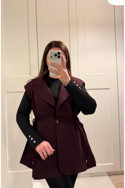 KASSEL Pile Detaylı Yelek Mürdüm