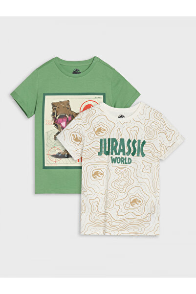 JURASSIC WORLD Set of 2 short-sleeve cotton T-shirts Green 104 CM 3-4 years