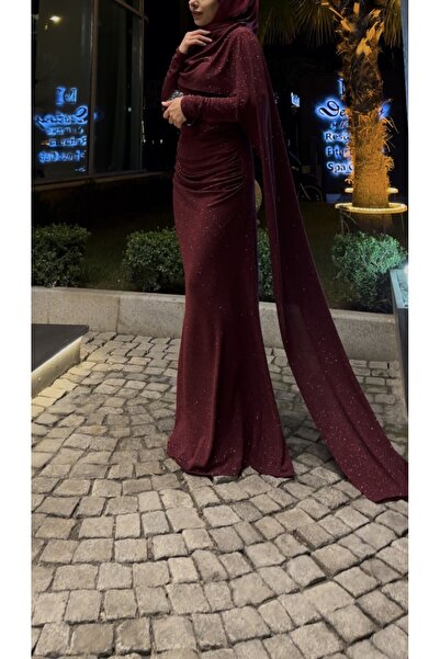 Bess Store Rochie de seară Liva cu sclipici și trenă, stil hijab