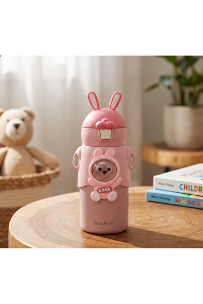 Mihristore Tavşan Kulaklı Sevimli Ayı Figürlü Çelik Termos Suluk Okul Suluğu ...