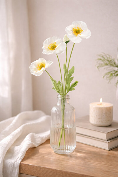 Buppa Dekoratif Yapay Gelincik Çiçeği 4’lü Dal 60 cm – Ev ve Vazo Dekoru