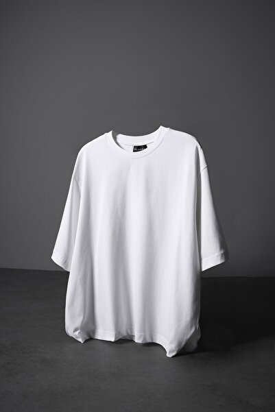 Slatra Tricou alb pentru bărbați, cu croială boxy, basic