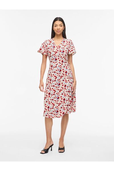 VILA Kleid mit V-Ausschnitt VILOVIE Kurzärmeliges