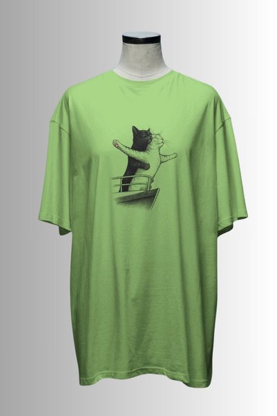 Ninkasiwear Titanic Cats Design Oversized T-Shirt 24/1 Cotton Pieces