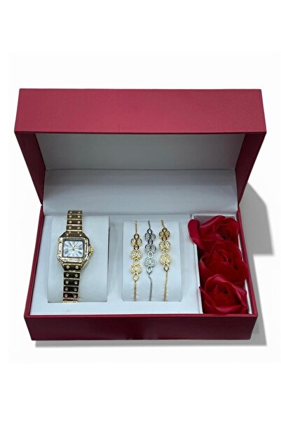 PEARLABYSS A women's wristwatch box with a modern design, 3 elegant wristband...