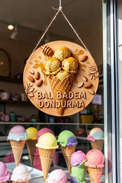 Nod Wooden Door and Wall Ornament with String, with the Image of Honey Almond...