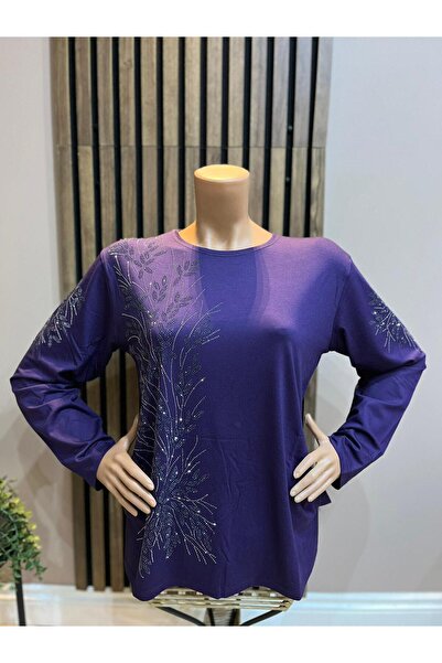 AKMAVİ Women's Combed Cotton Blouse for Middle Ages and Above with Viscose Sp...