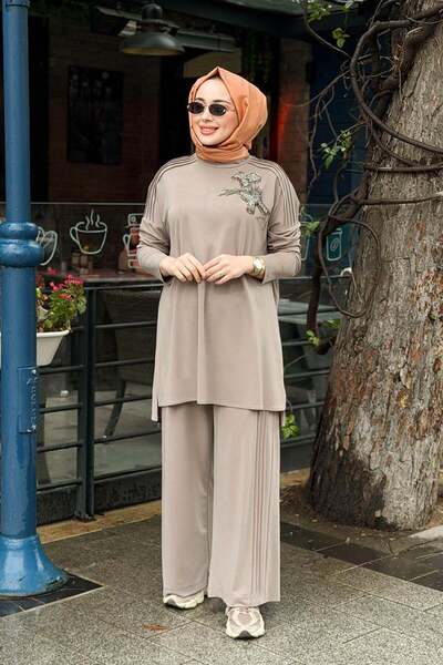 Nurcan Çetin Pantolonlu Takım 26442 Vizon