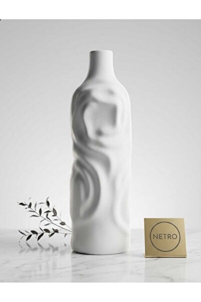 Home Wavy Decorative Vase Ceramic Stylish Vase Handmade Custom Series 35 cm