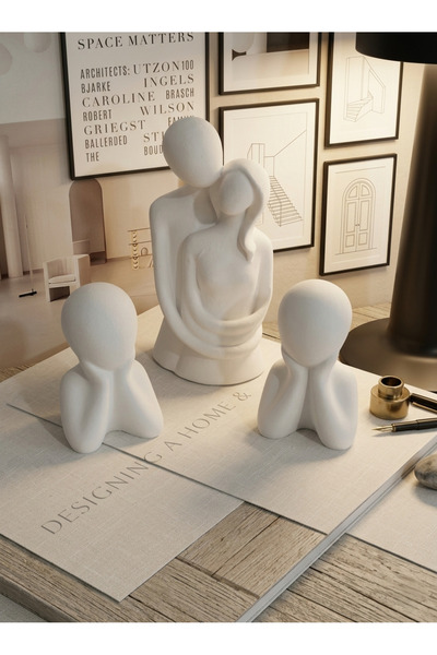 Liva Minimalist Aile Biblo Seti 3’lü – Dekoratif Aile Figürü Modern Ev Dekoru...