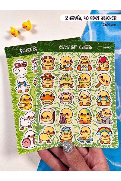 OverDuck 2’li Hayvan Sticker Seti – 40 Adet Civciv ve Ördek Sticker Bullet Jo...