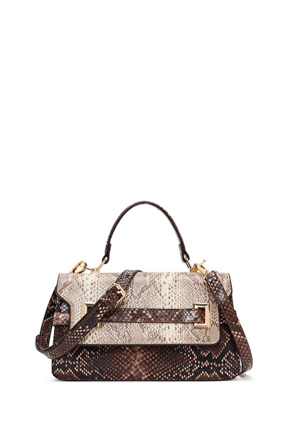 Derimod Women's Beige Patterned Long Strap Mini Sleeve Bag Si 26Pbd245540