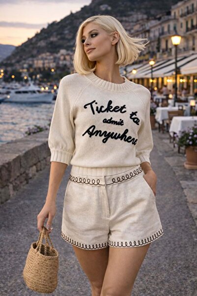 ibeeka Portofino stitch detailed Linen shorts