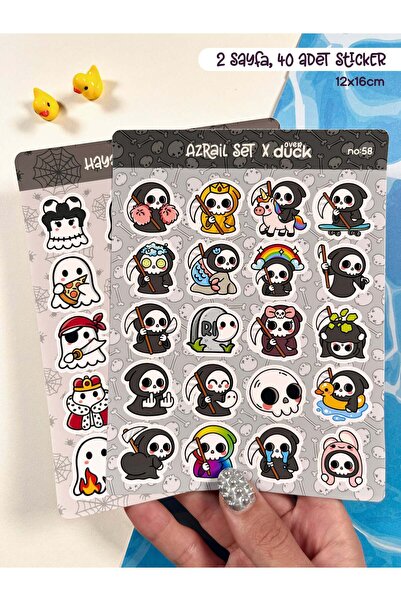 OverDuck 2’li Korku Sticker Seti – 40 Adet Azrail ve Hayalet Sticker Bullet J...
