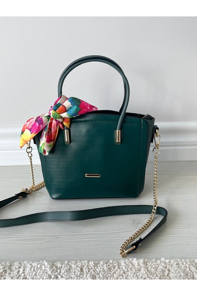 Nura Collection Χακί Πράσινο Γυναικείο Δερμάτινο Milas El και Τσάντα ώμου