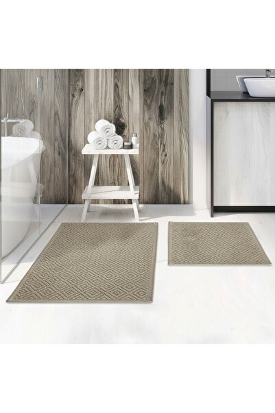 Larissmoon Loomx Bath Mat Set of 2 Washable Woven Surface Non-Slip Sole Bathr...